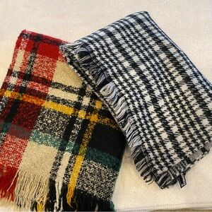 2 plaid blanket scarves